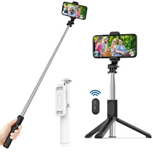 Techsuit Selfie tyč s dálkovým ovládáním Bluetooth a držákem na stativ Q01, bílá