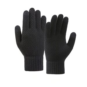 Zimní pletené rukavice na telefon, černé