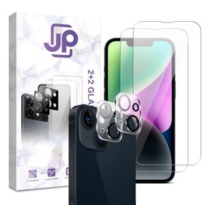 JP Combo pack, Sada 2 tvrzených skel a 2 sklíček na fotoaparát, iPhone 14