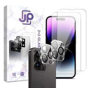 JP Combo pack, Sada 2 tvrzených skel a 2 sklíček na fotoaparát, iPhone 14 Pro Max