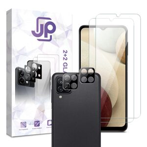 JP Combo pack, Sada 2 tvrzených skel a 2 sklíček na fotoaparát, Samsung Galaxy A12