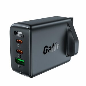 Acefast nabíječka GaN 65W 3 porty (1x USB, 2x USB-C PD) UK plug, černá (A44)