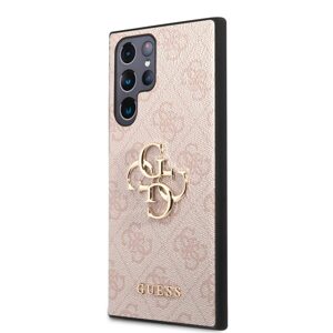 Pouzdro Guess PU 4G Metal Logo Samsung Galaxy S23 Ultra růžové