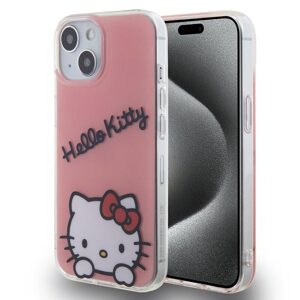 Pouzdro Hello Kitty IML Daydreaming Logo zadní kryt pro Apple iPhone 15 Pink