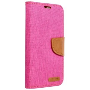 Pouzdro Flip Canvas Book Samsung A202 Galaxy A20e růžové / hnědé