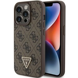 Originální pouzdro GUESS Leather 4G Triangle Strass GUHCP15LP4TDPW pro Iphone 15 Pro Brown