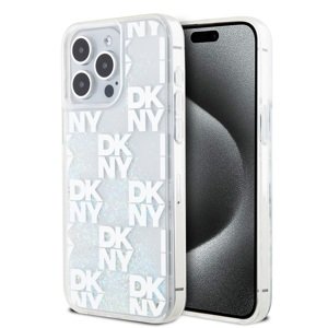Zadní Kryt DKNY Liquid Glitter Checkered Pattern pro iPhone 15 Pro Max Transparent