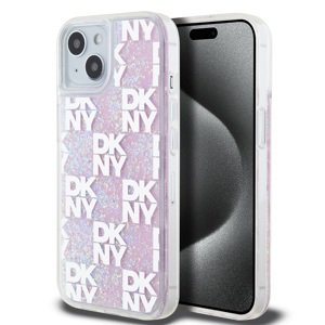 Zadní Kryt DKNY Liquid Glitter Checkered Pattern pro iPhone 15 Pink