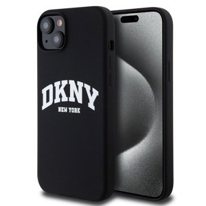 Zadní Kryt DKNY Liquid Silicone Arch Logo MagSafe pro iPhone 15 Plus Black
