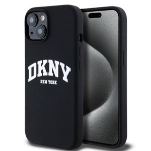 Zadní Kryt DKNY Liquid Silicone Arch Logo MagSafe pro iPhone 15 Black