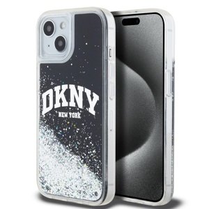Zadní Kryt DKNY Liquid Glitter Arch Logo pro iPhone 15 Black
