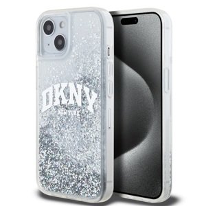 Zadní Kryt DKNY Liquid Glitter Arch Logo pro iPhone 15 Transparent