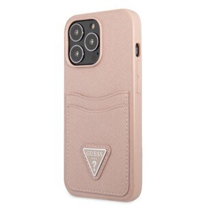 Guess Saffiano Double Card Zadní Kryt pro iPhone 13 Pro Max Pink