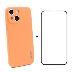 ENKAY Obal + 3D sklo Apple iPhone 13 mini oranžový