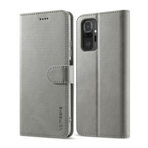 IMEEKE Peňaženkový kryt pro Xiaomi Redmi 10 / Redmi 10 2022 šedý