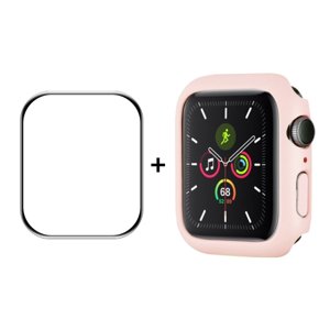 ENKAY Plastový kryt s tvrzeným sklem pro Apple Watch 9 / 8 / 7 (45mm) růžový