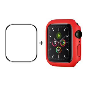 ENKAY Plastový kryt s tvrzeným sklem pro Apple Watch 9 / 8 / 7 (45mm) červený