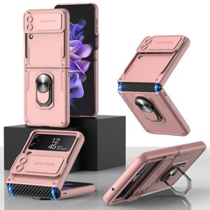 GKK RING Ochranný kryt s držákem Samsung Galaxy Z Flip 4 5G růžový