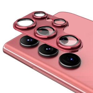 ENKAY ALU Sklo pro fotoaparát Samsung Galaxy S22 Ultra 5G RED