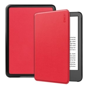 ENKAY LEATHER Zaklápěcí obal pro Amazon Kindle 2022 (11. generace) červený