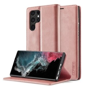 IMEEKE Peněženkový obal Samsung Galaxy S22 Ultra 5G růžový