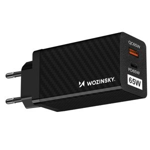 WOZINSKY GaN2 Lite GaN 65W Rychlonabíječka USB + USB Typ-C černá