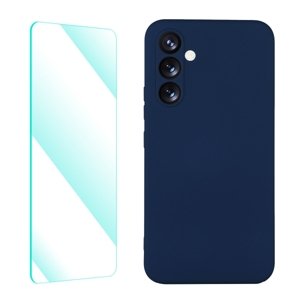 ENKAY SET Silikonový obal a 2D sklo Samsung Galaxy A54 5G modrý