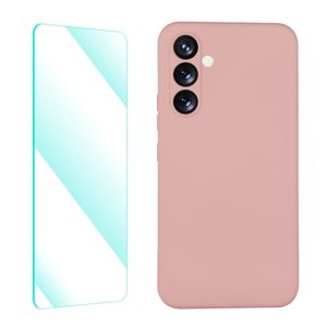 ENKAY SET Silikonový obal a 2D sklo Samsung Galaxy A54 5G růžový