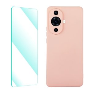 ENKAY SET Silikonový obal a 2D sklo Huawei nova 11 růžový
