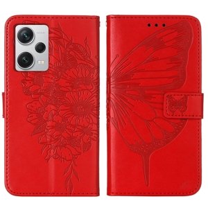 ART BUTTERFLY Peněženkový kryt Xiaomi Redmi Note 12 Pro + 5G červený