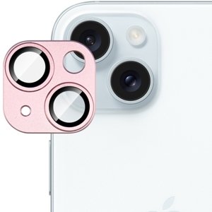 IMAK FULL METAL COVER Sklo pro fotoaparát Apple iPhone 15 / 15 Plus růžové