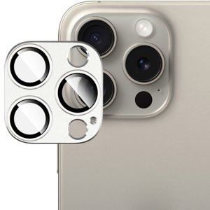 IMAK FULL METAL COVER Sklo pro fotoaparát Apple iPhone 15 Pro / 15 Pro Max stříbrné