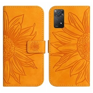 ART SUNFLOWER Peňaženkový obal so šnúrkou pre Xiaomi Redmi Note 11 / Note 11S žltý