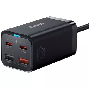 Nabíječka Baseus Quick Charger GaN3 Pro, 2x USB-C, 2x USB, 65W (black)