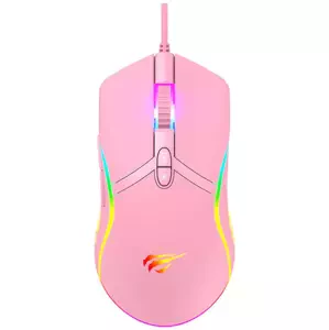 Hrací myš Havit MS1026 gaming mouse RGB 1000-6400 DPI (pink)