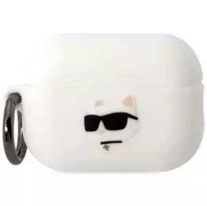 Pouzdro Karl Lagerfeld AirPods Pro 2 cover white Silicone Choupette Head 3D (KLAP2RUNCHH)