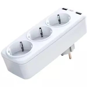 Power charger with 3 AC outlets + 2x USB XO WL08EU, White (6920680826131)