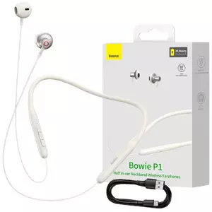 Sluchátka Neckband Magnetic Sport Earphones Baseus Bowie P1, creamy-white (6932172611729)