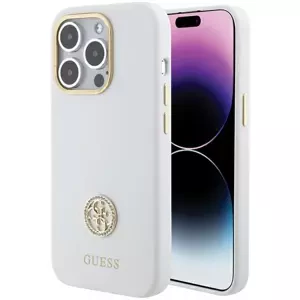 Kryt Guess GUHCP15XM4DGPH iPhone 15 Pro Max 6.7" white hardcase Silicone Logo Strass 4G (GUHCP15XM4DGPH)