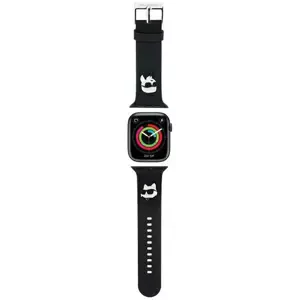 Řemínek Karl Lagerfeld KLAWLSLKCNK Apple Watch Strap 42/44/45/49mm black 3D Rubber Karl&Choupette Heads (KLAWLSLKCNK)