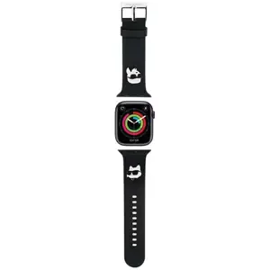 Řemínek Karl Lagerfeld KLAWMSLKCNK Apple Watch Strap 38/40/41mm black 3D Rubber Karl&Choupette Heads (KLAWMSLKCNK
