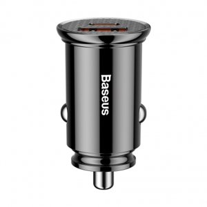 Baseus Circular USB / USB-C 30W autonabíječka, černá (CCALL-YS01)