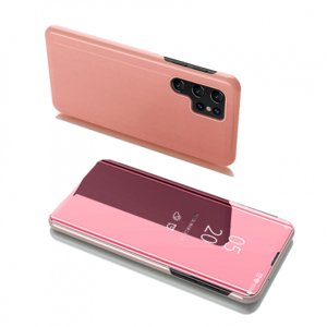 MG Clear View knížkové pouzdro na Samsung Galaxy S22 Ultra, růžové