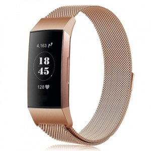 BStrap Milanese (Small) řemínek na Fitbit Charge 3 / 4, rose gold (SFI005C07)