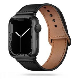 Tech-Protect Leatherfit řemínek na Apple Watch 38/40/41mm, černý