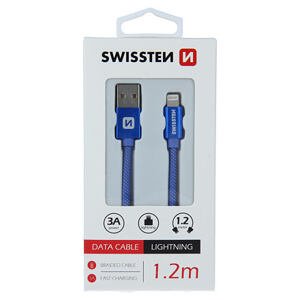 SWISSTEN datový kabel Textile USB / Lightning 1,2m barva Blue 71523208