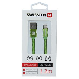 SWISSTEN datový kabel Textile USB / Lightning 1,2m barva Green 71523207