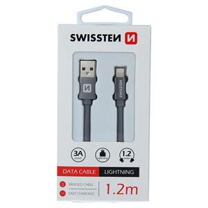 SWISSTEN datový kabel Textile USB / Lightning 1,2m barva Grey 71523202