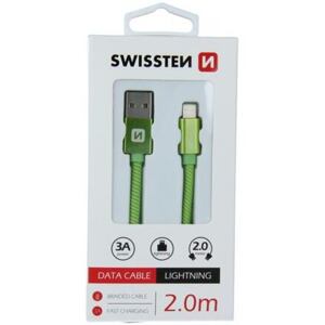 SWISSTEN datový kabel Textile USB / Lightning 2,0m barva Green 71523307