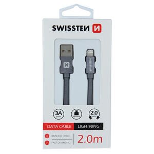 SWISSTEN datový kabel Textile USB / Lightning 2,0m barva Grey 71523302